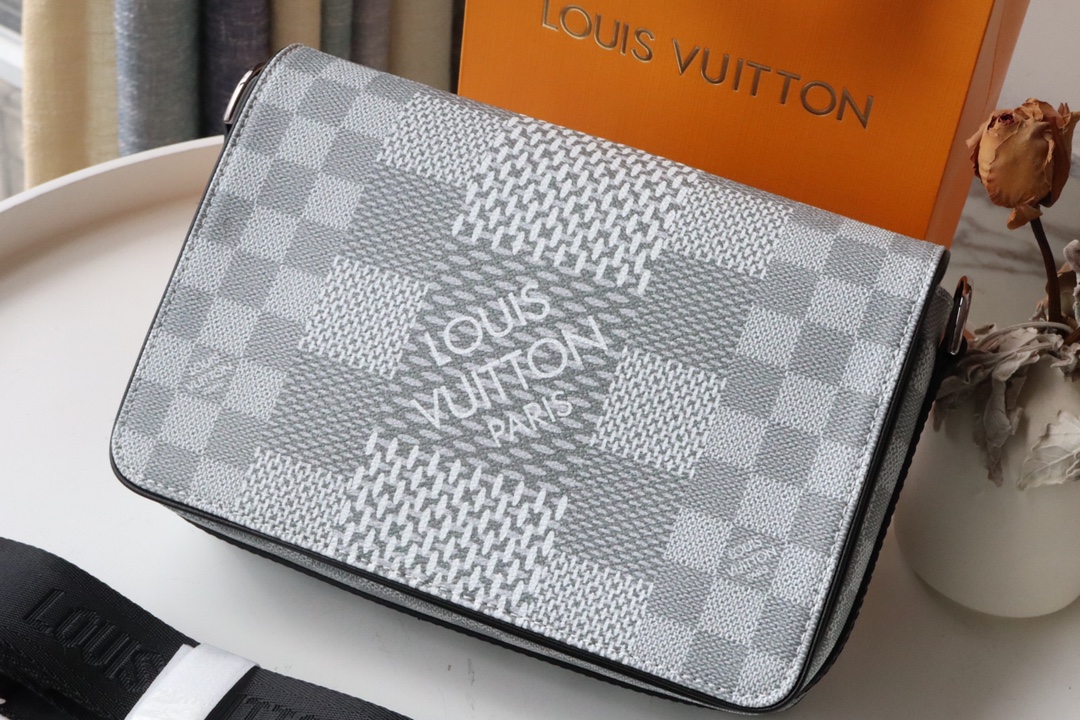 Louis Vuitton Studio Messenger Damier Graphite Plaster For Men, Men’s Bags, Shoulder And Crossbody Bags 9.3in/25.3cm