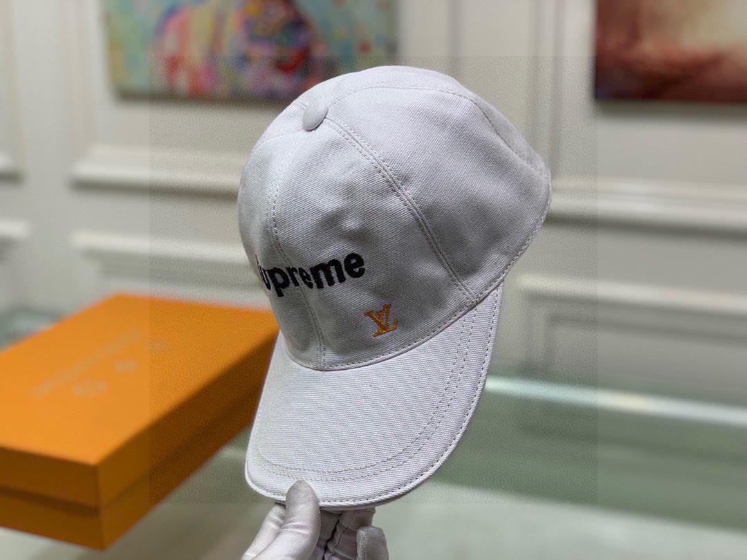 Louis Vuitton Supreme Cap White LV Cap