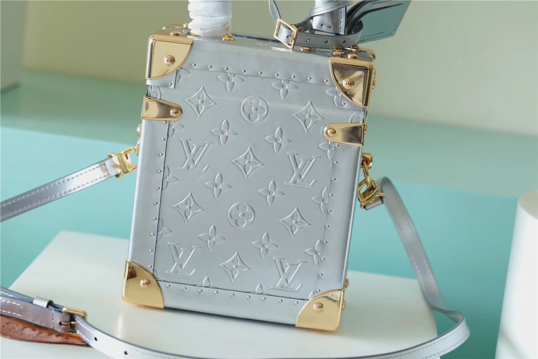Louis Vuitton The Camera Box Monogram Empreinte By Nicolas Ghesquiere Light Blue For Women, Women’s Handbags, Shoulder And Crossbody Bags 9.3in/16cm LV
