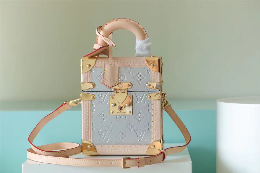 Louis Vuitton The Camera Box Monogram Empreinte By Nicolas Ghesquiere Light Blue/Light Pink For Women, Women’s Handbags, Shoulder And Crossbody Bags 6.3in/16cm LV