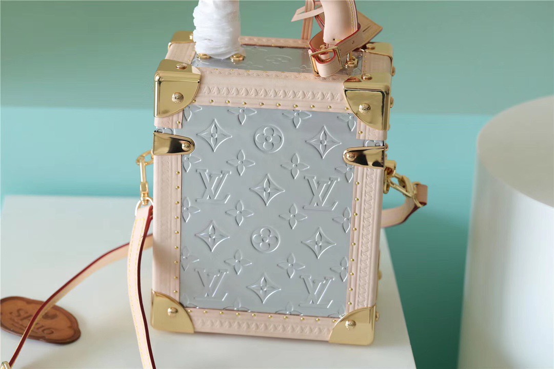 Louis Vuitton The Camera Box Monogram Empreinte By Nicolas Ghesquiere Light Blue/Light Pink For Women, Women’s Handbags, Shoulder And Crossbody Bags 6.3in/16cm LV