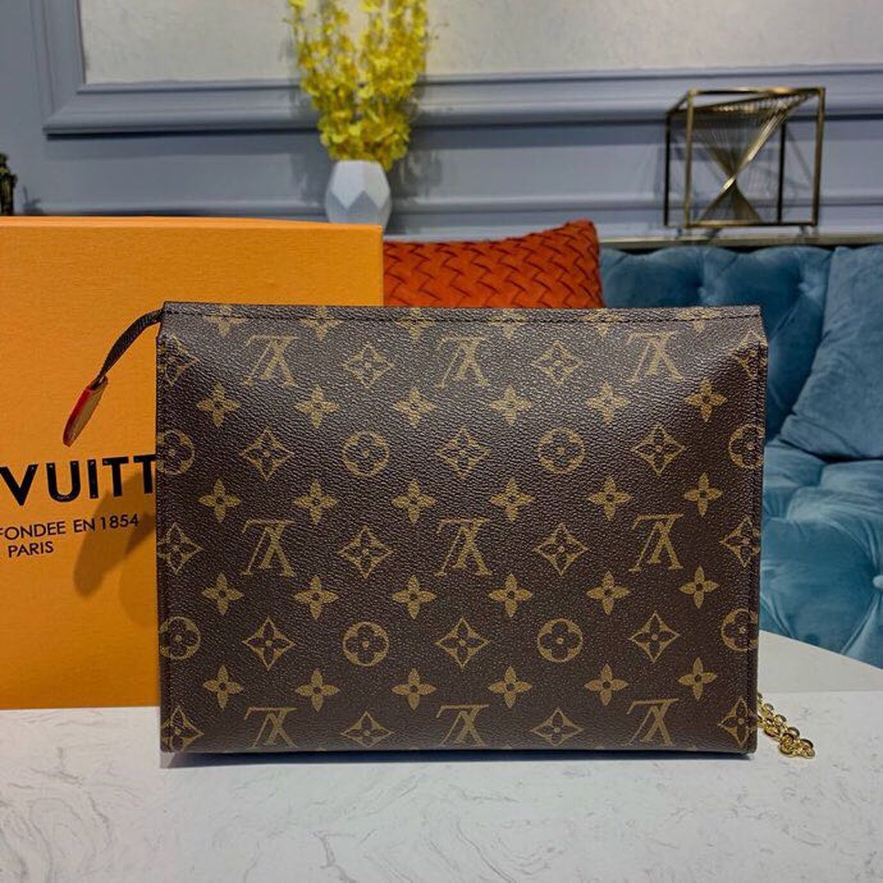 Louis Vuitton Toiletry Pouch On Chain Monogram Canvas For Women, Women’s Wallet 9.8in/25cm