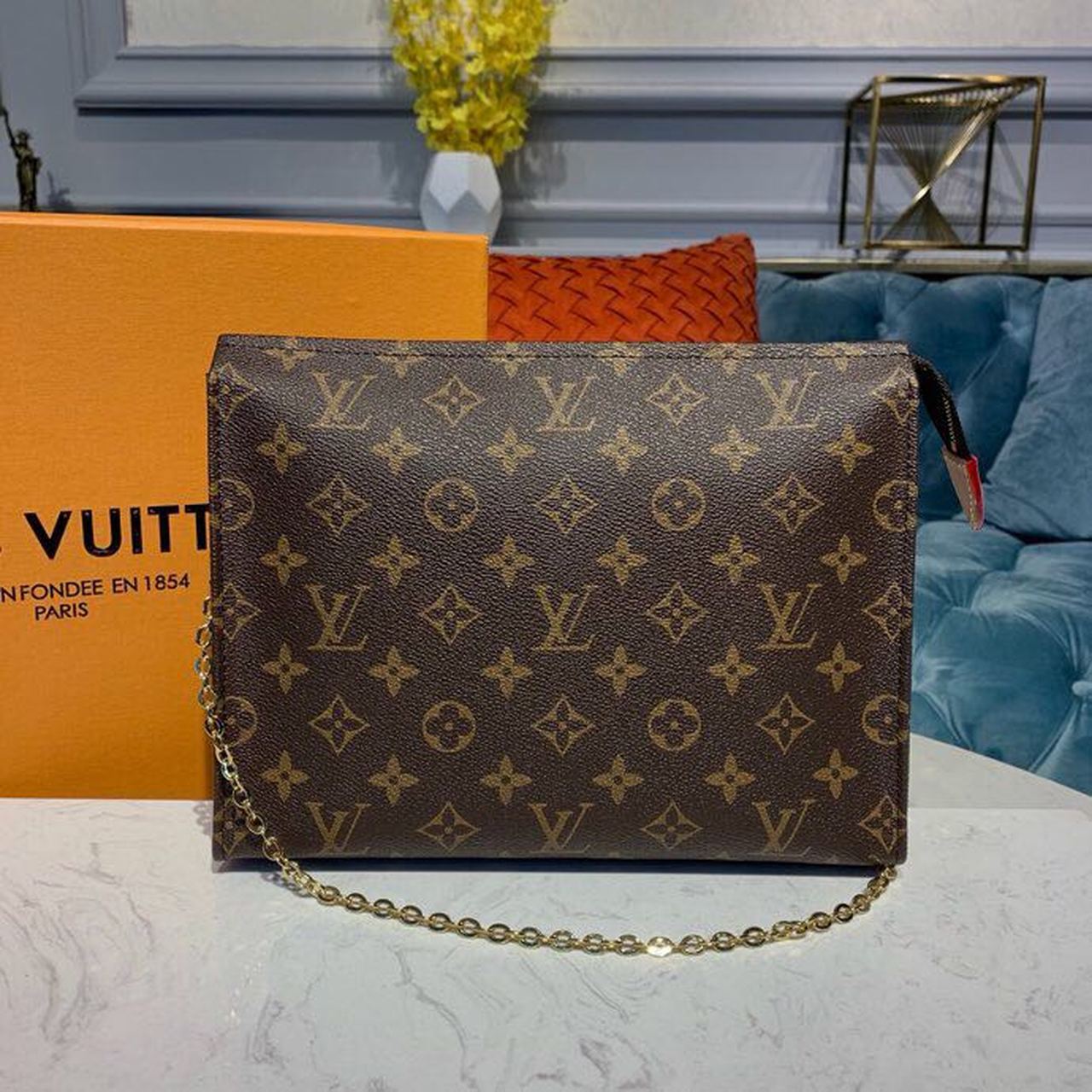 Louis Vuitton Toiletry Pouch On Chain Monogram Canvas For Women, Women’s Wallet 9.8in/25cm