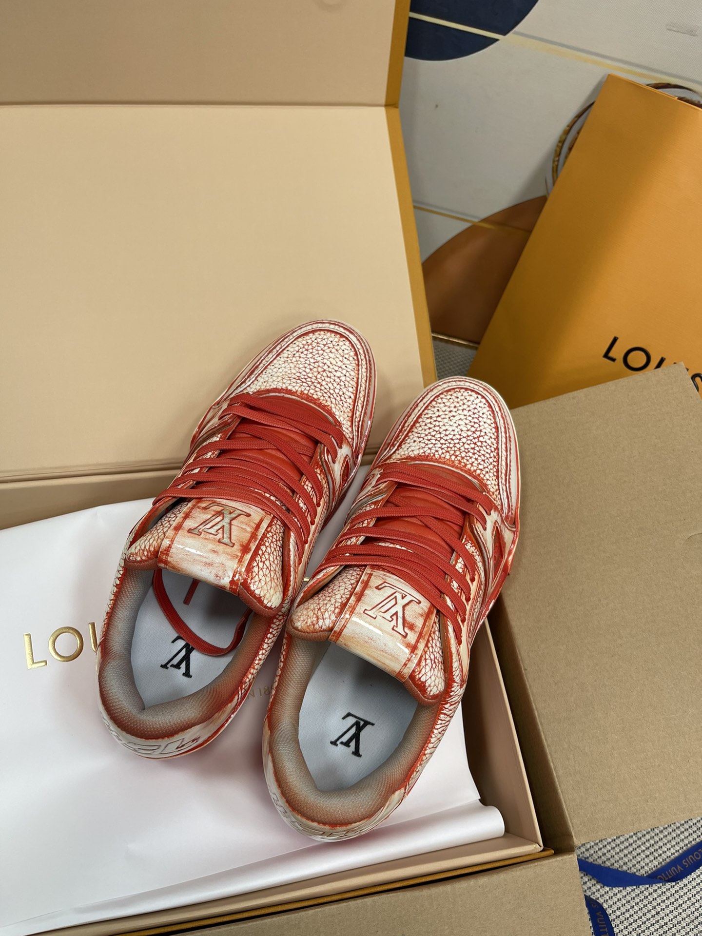 Louis Vuitton Trainer Sneaker LV Red For Women