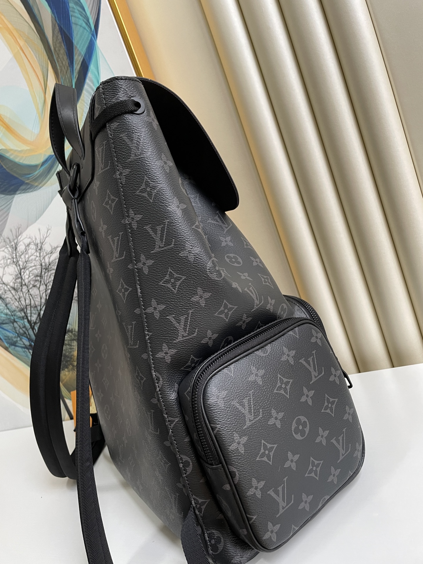 Louis Vuitton Trio Backpack Monogram Eclipse Canvas Black By Virgil Abloh For Men, Men’s Bags 44cm