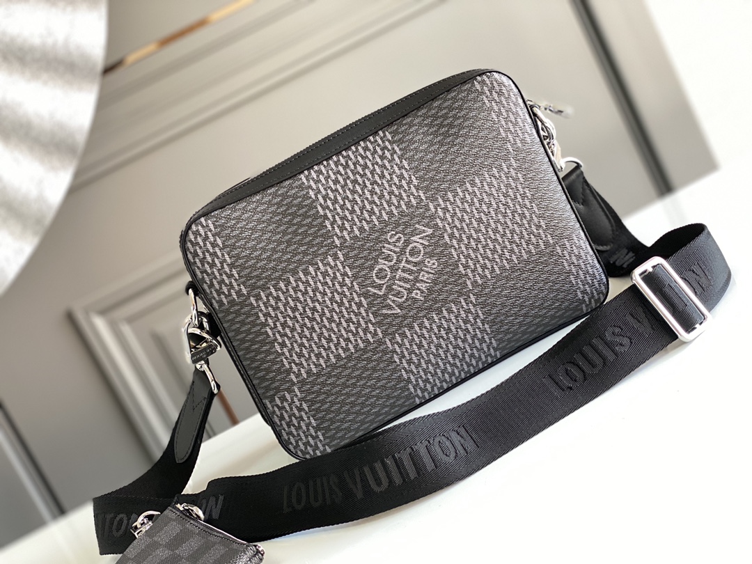 Louis Vuitton Trio Messenger Damier Graphite Black For Men, Men’s Bags, Shoulder And Crossbody Bags 9.8in/25cm