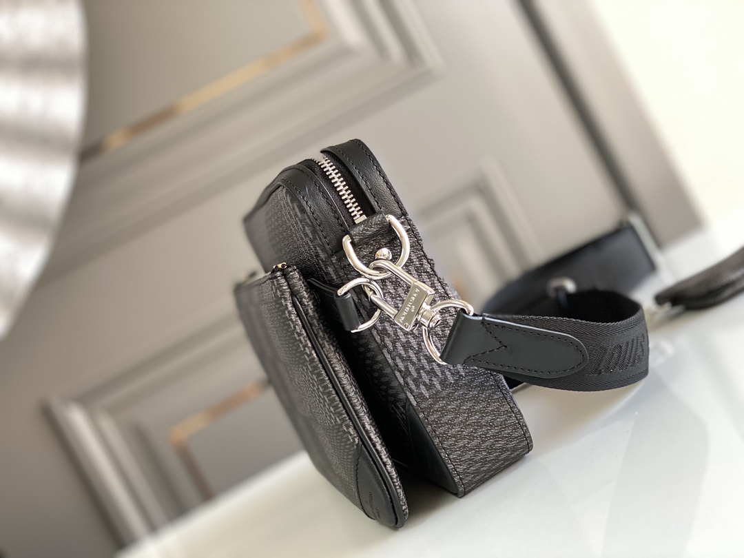 Louis Vuitton Trio Messenger Damier Graphite Black For Men, Men’s Bags, Shoulder And Crossbody Bags 9.8in/25cm