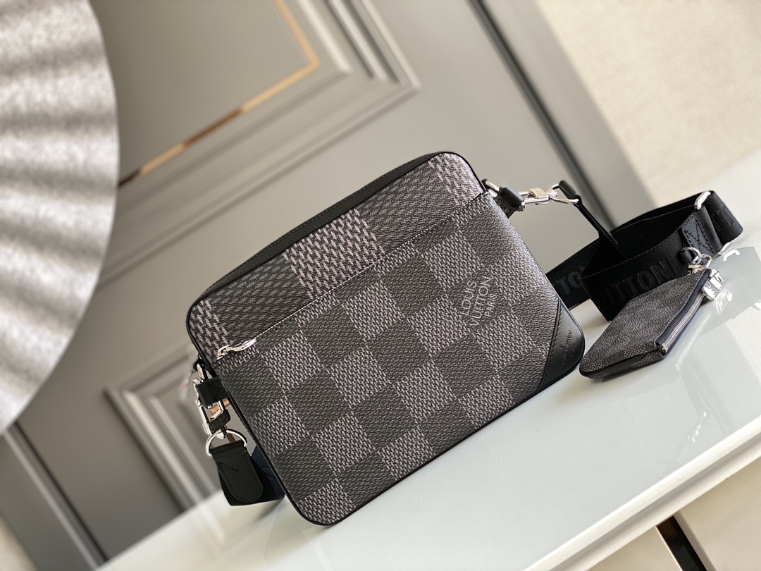 Louis Vuitton Trio Messenger Damier Graphite Black For Men, Men’s Bags, Shoulder And Crossbody Bags 9.8in/25cm