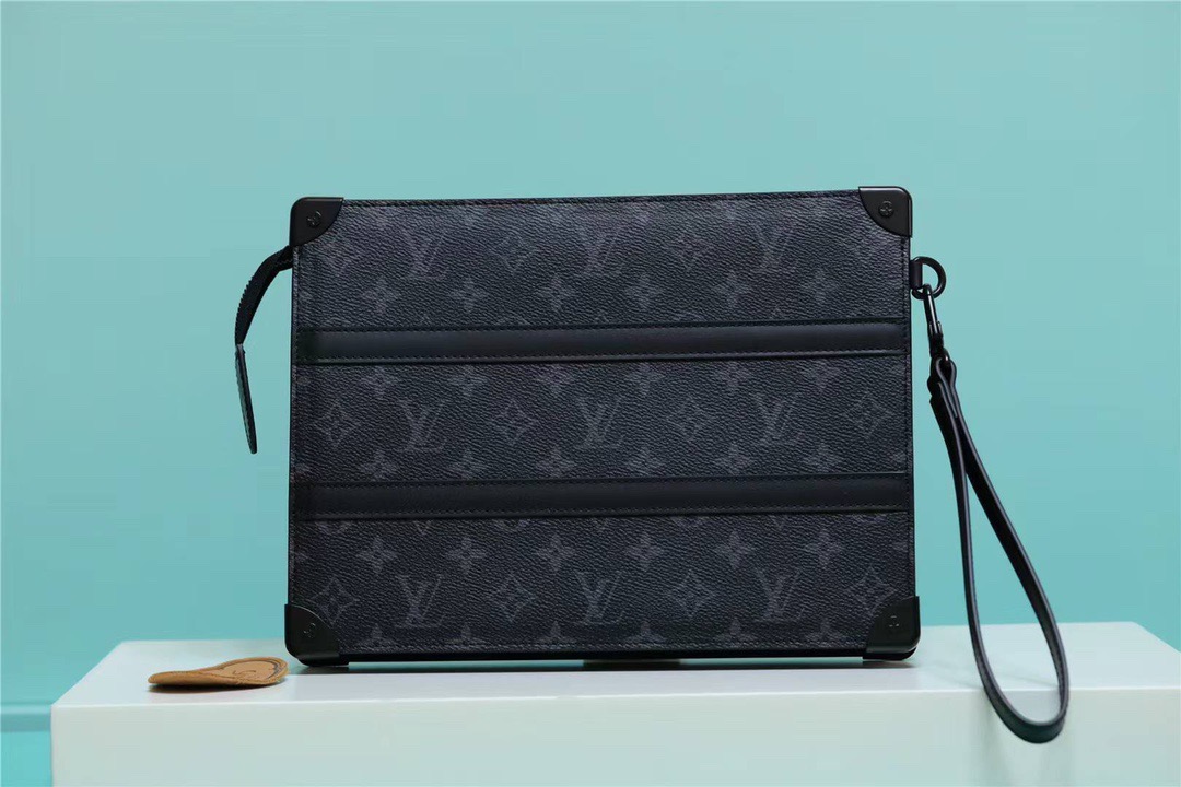 Louis Vuitton Trunk Pouch Monogram Eclipse Canvas Black For Men, Men’s Wallet 28cm
