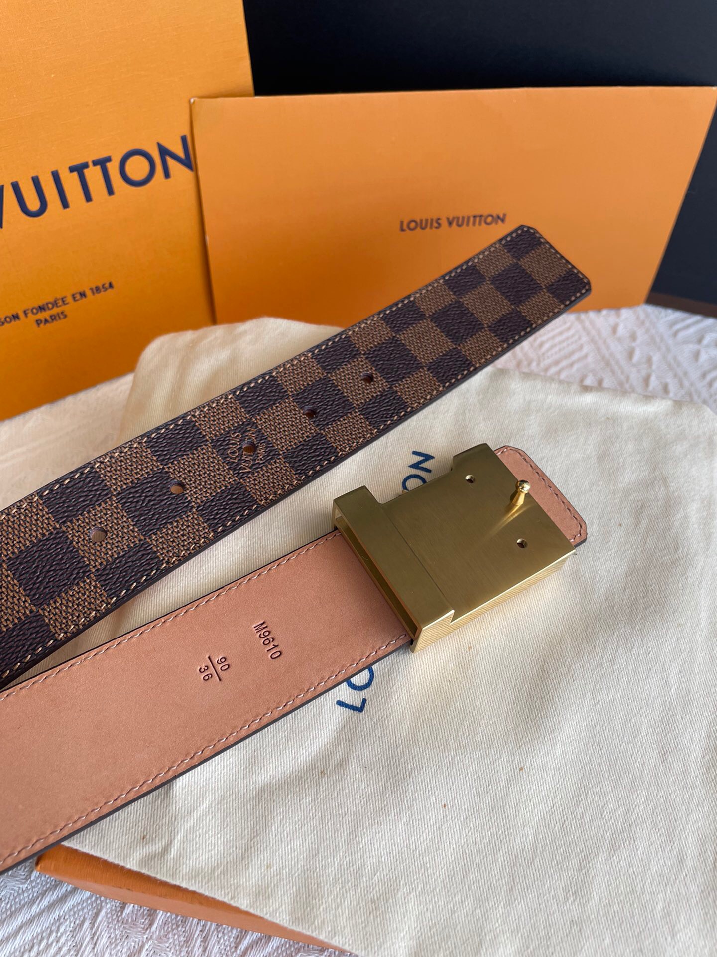 Louis Vuitton Twist Iconic Initiales LV Belt Damier Infini Canvas Brown Gold Finishing LV Women Belt