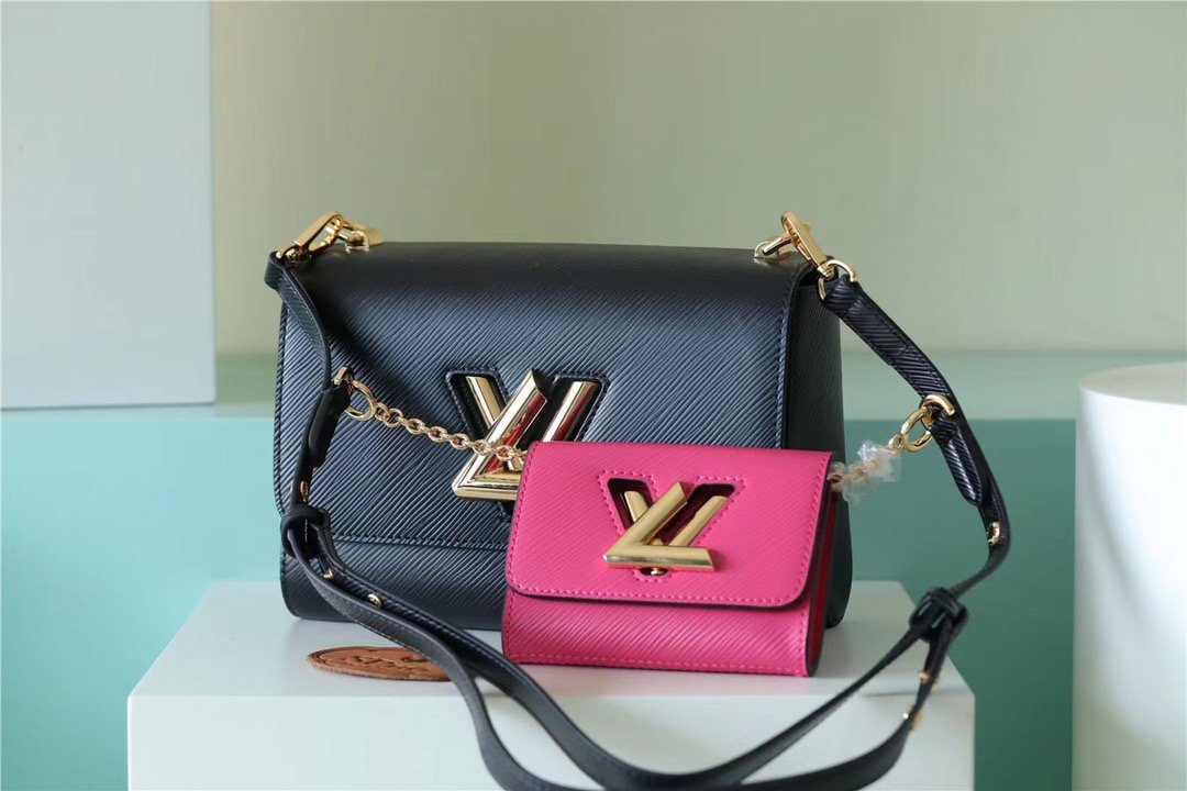 Louis Vuitton Twist MM Bag, Shoulder and Cross Body Bags For Women Black / Fuchsia 9.1in/23cm