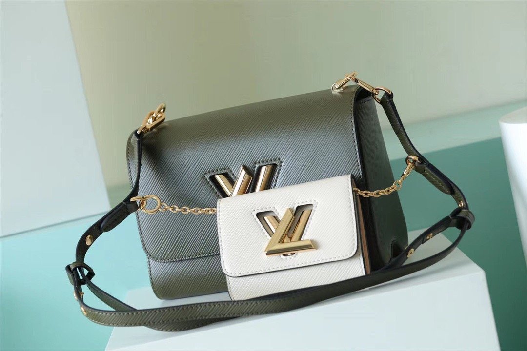 Louis Vuitton Twist MM Bag, Shoulder and Cross Body Bags For Women Kaki / Quartz White 9.1in/23cm