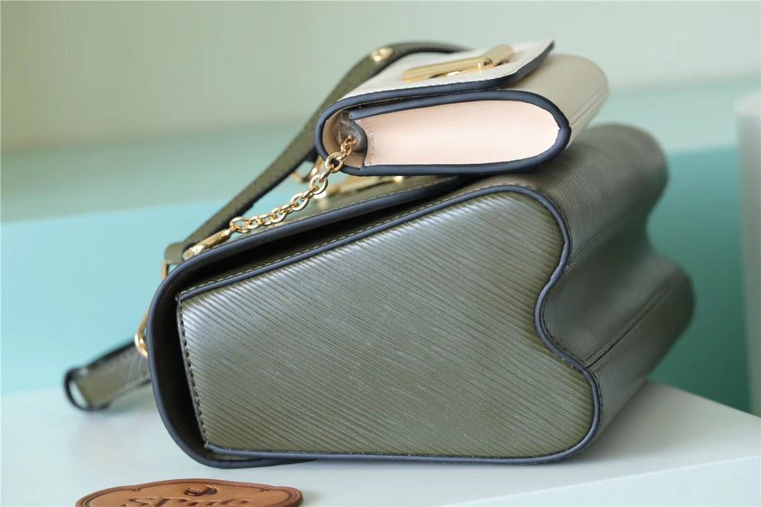 Louis Vuitton Twist MM Bag, Shoulder and Cross Body Bags For Women Kaki / Quartz White 9.1in/23cm