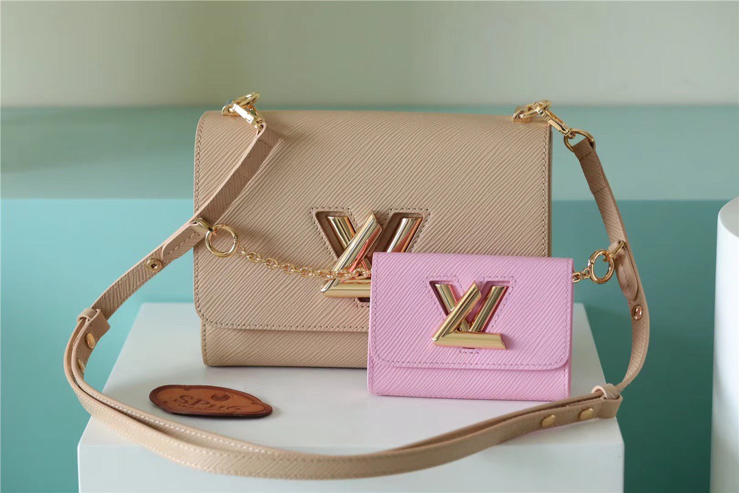 Louis Vuitton Twist MM Bag Epi Beige/ Light Pink For Women, Women’s Handbags, Shoulder and Cross Body Bags 9.1in/23cm LV