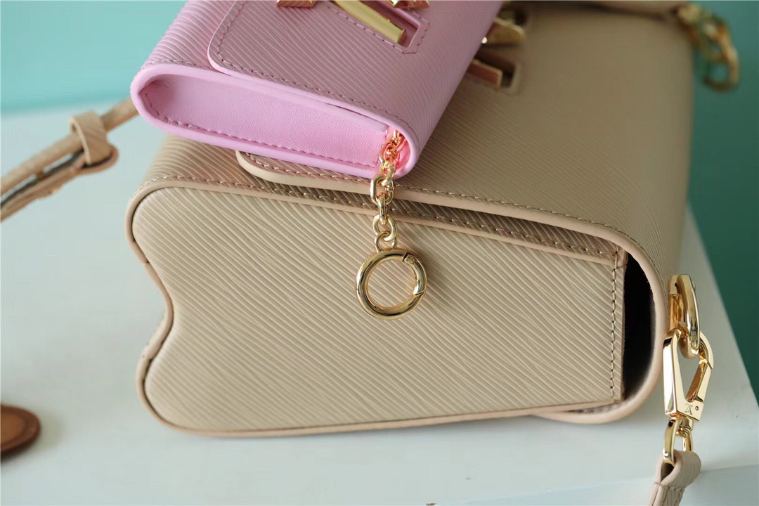 Louis Vuitton Twist MM Bag Epi Beige/ Light Pink For Women, Women’s Handbags, Shoulder and Cross Body Bags 9.1in/23cm LV