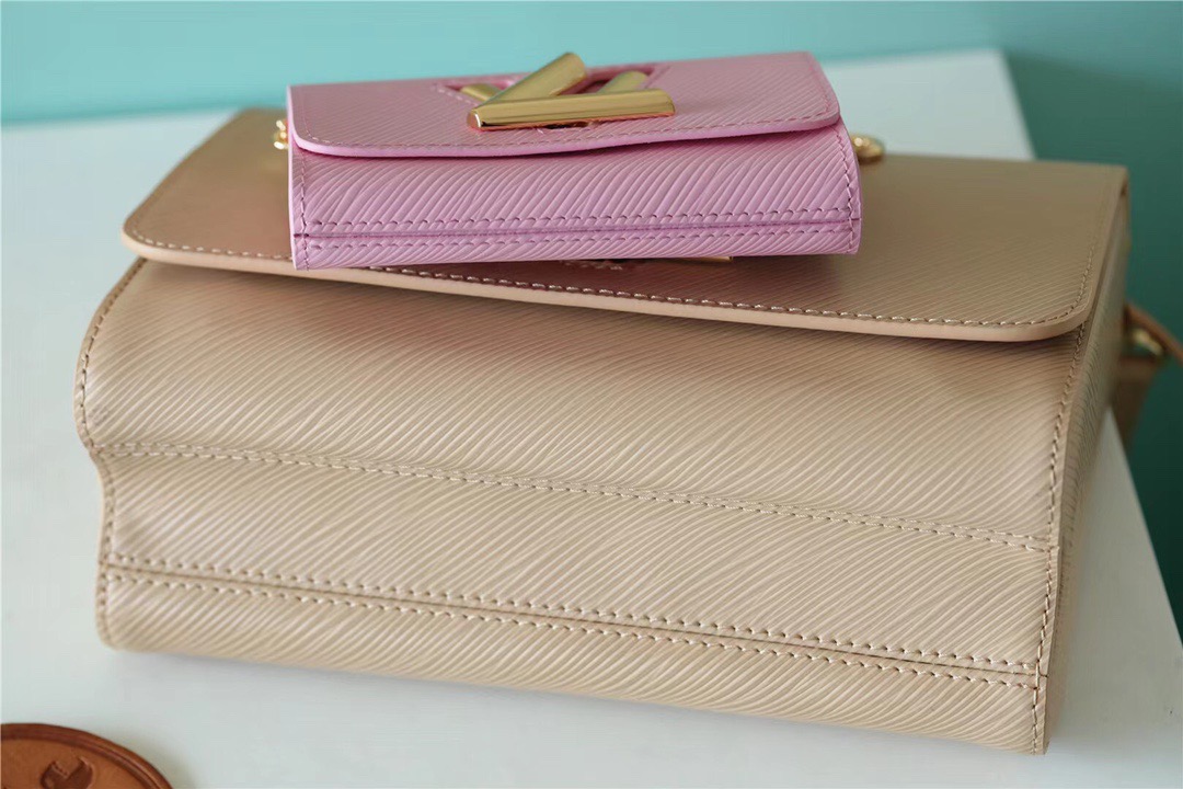 Louis Vuitton Twist MM Bag Epi Beige/ Light Pink For Women, Women’s Handbags, Shoulder and Cross Body Bags 9.1in/23cm LV