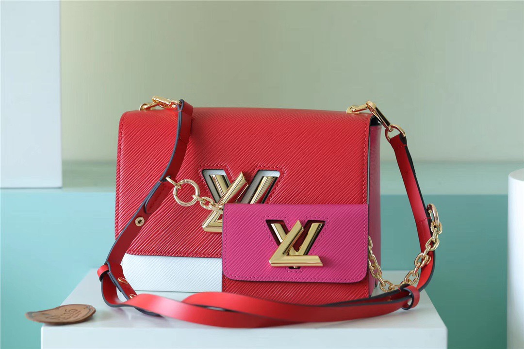 Louis Vuitton Twist MM Bag Epi Red/ Pink For Women, Women’s Handbags, Shoulder and Cross Body Bags 9.1in/23cm LV