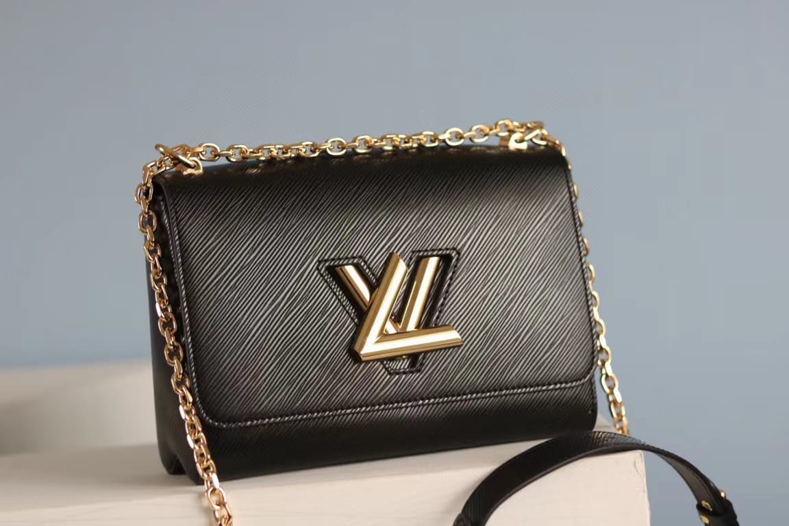 Louis Vuitton Twist MM Epi Black For Women, Women’s Handbags, Shoulder And Crossbody Bags 9.4in/23cm LV
