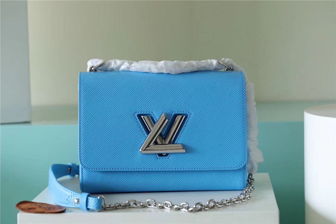 Louis Vuitton Twist MM Epi Blue For Women, Women’s Handbags, Shoulder And Crossbody Bags 9.1in/23cm LV