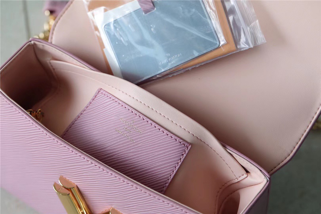 Louis Vuitton Twist MM Epi Guimauve Purple For Women, Women’s Handbags, Shoulder And Crossbody Bags 9.1in/23cm LV