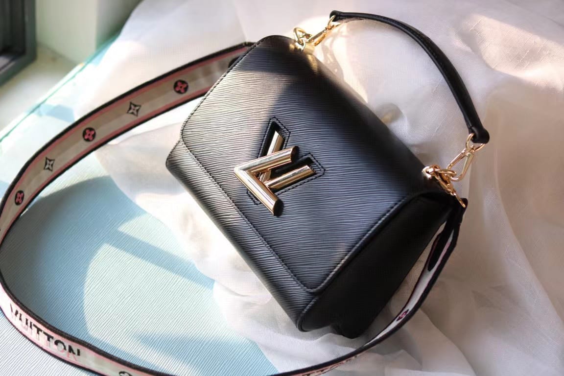 Louis Vuitton Twist MM Monogram Blossoms Black For Women, Women’s Handbags, Shoulder And Crossbody Bags 9.1in/23cm