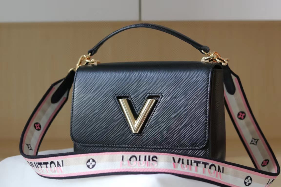 Louis Vuitton Twist MM Monogram Blossoms Black For Women, Women’s Handbags, Shoulder And Crossbody Bags 9.1in/23cm