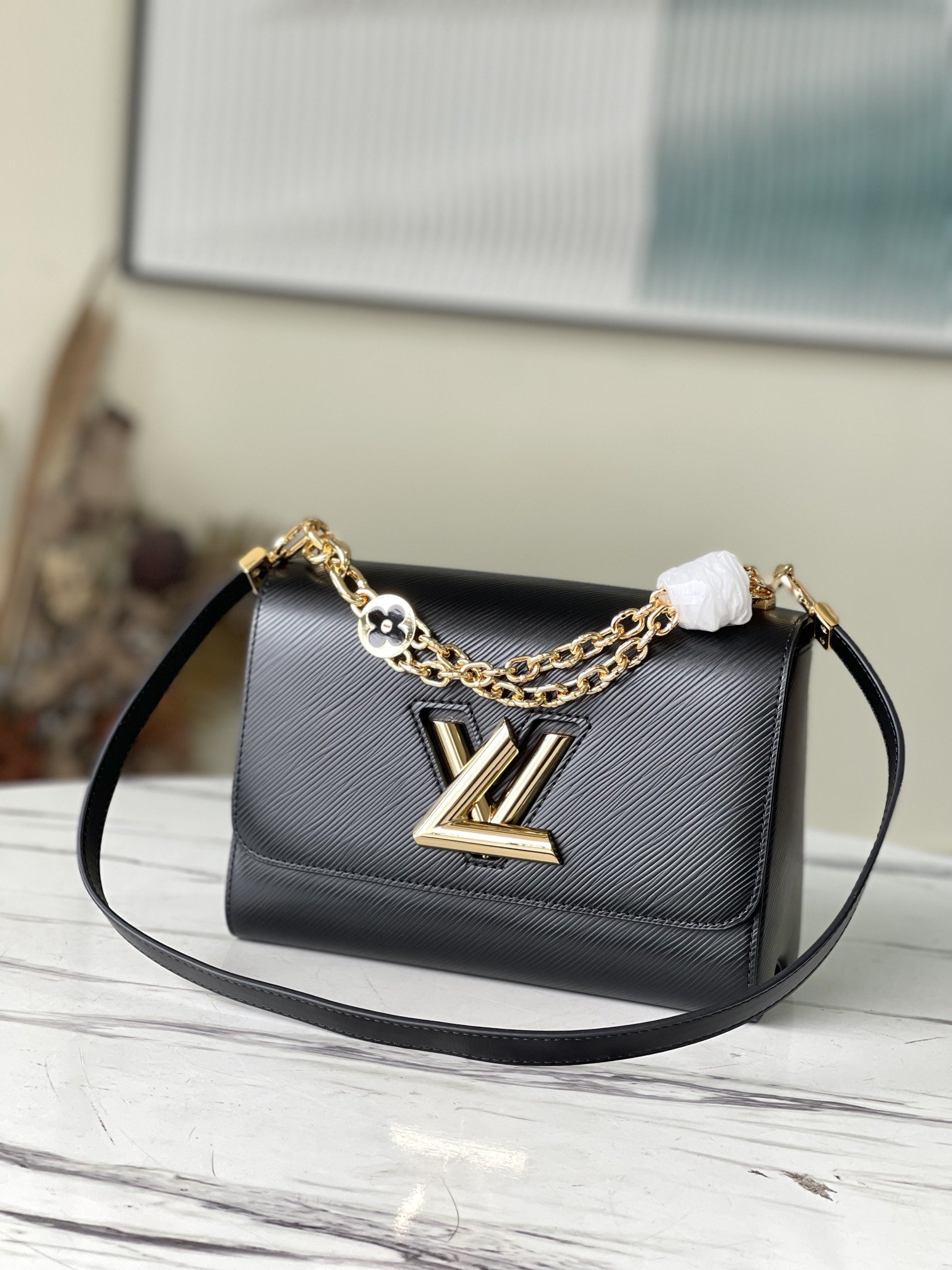 Louis Vuitton Twist MM Monogram Flower Black For Women, Women’s Handbags, Shoulder And Crossbody Bags 9.1in/23cm