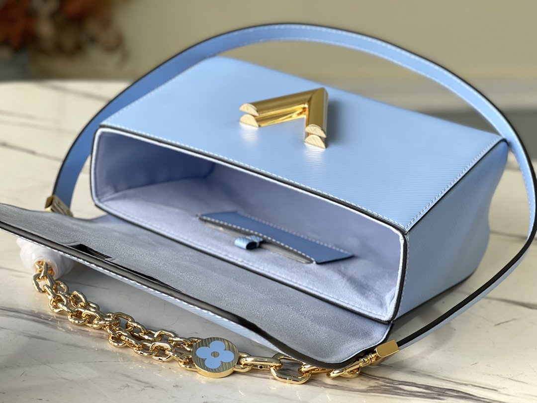 Louis Vuitton Twist MM Monogram Flower Bleu Nuage Blue For Women, Women’s Handbags, Shoulder And Crossbody Bags 9.1in/23cm
