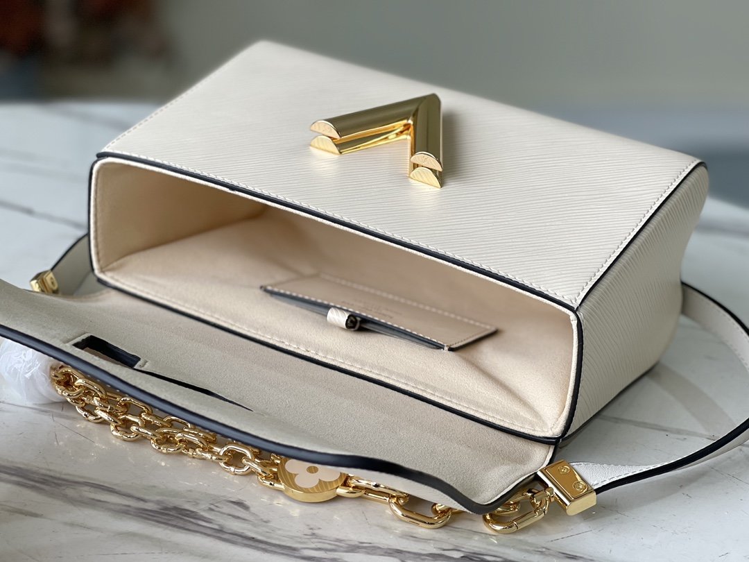 Louis Vuitton Twist MM Monogram Flower Quartz White For Women, Women’s Handbags, Shoulder And Crossbody Bags 9.1in/23cm