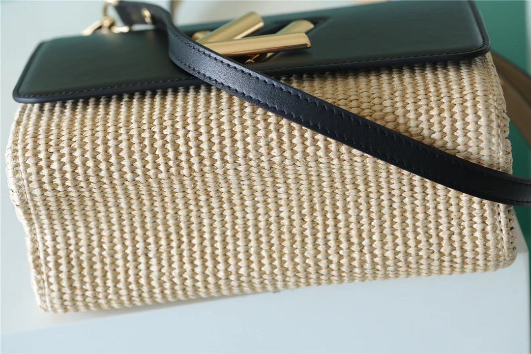 Louis Vuitton Twist MM Raffia Black For Women, Women’s Handbags, Shoulder And Crossbody Bags 9.1in/23cm LV 