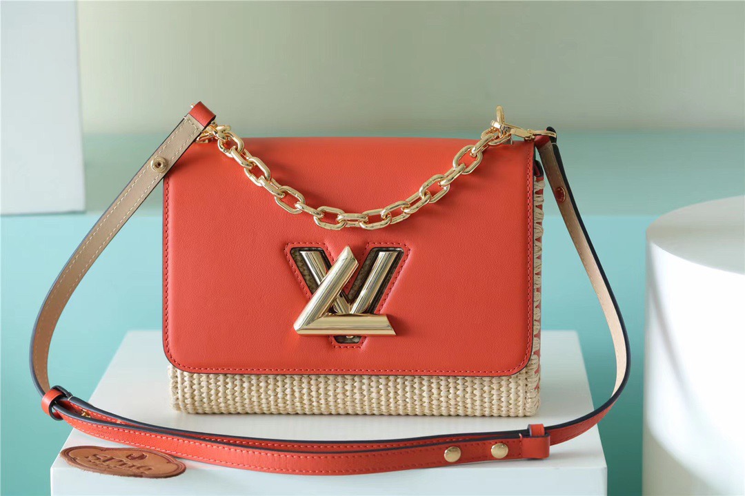 Louis Vuitton Twist MM Raffia Caramel For Women, Women’s Handbags, Shoulder And Crossbody Bags 9.1in/23cm