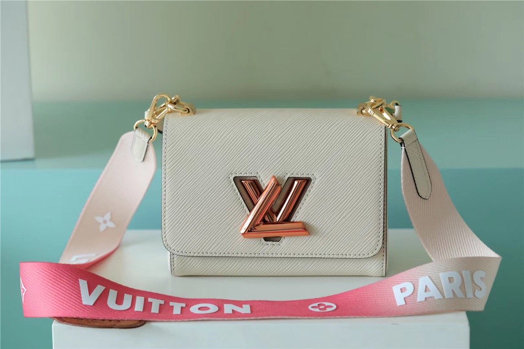 Louis Vuitton Twist PM Bag, Shoulder and Cross Body Bags For Women Quartz White 7.5in/19cm