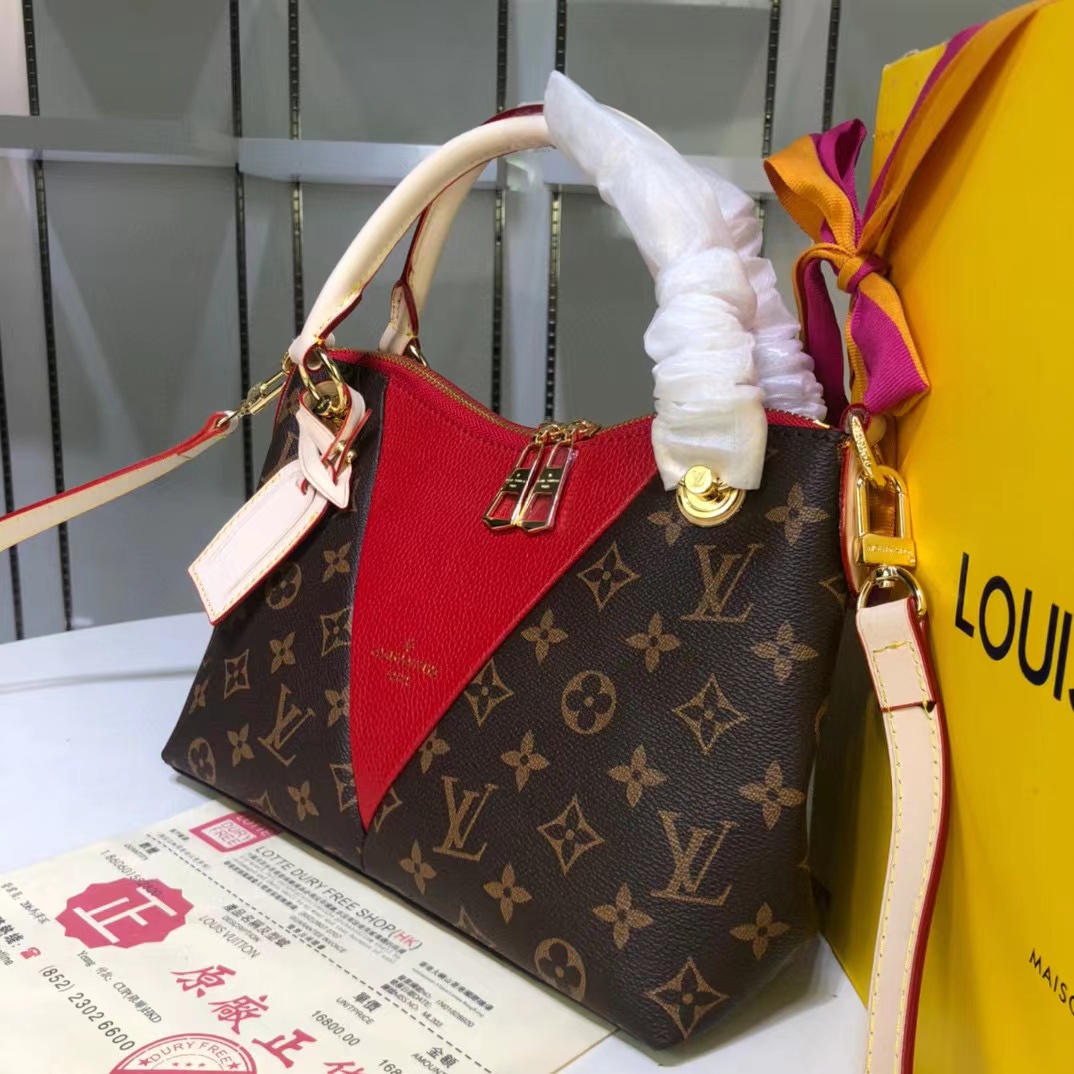 Louis Vuitton V Tote BB Monogram Canvas Cerise Red For Women, Women’s Bags, Shoulder And Crossbody Bags 10.6in/27cm