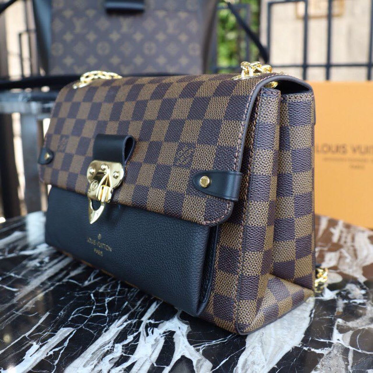 Louis Vuitton Vavin PM Damier Ebene Canvas Black For Women, Women’s Handbags, Shoulder Bags 9.8in/25cm