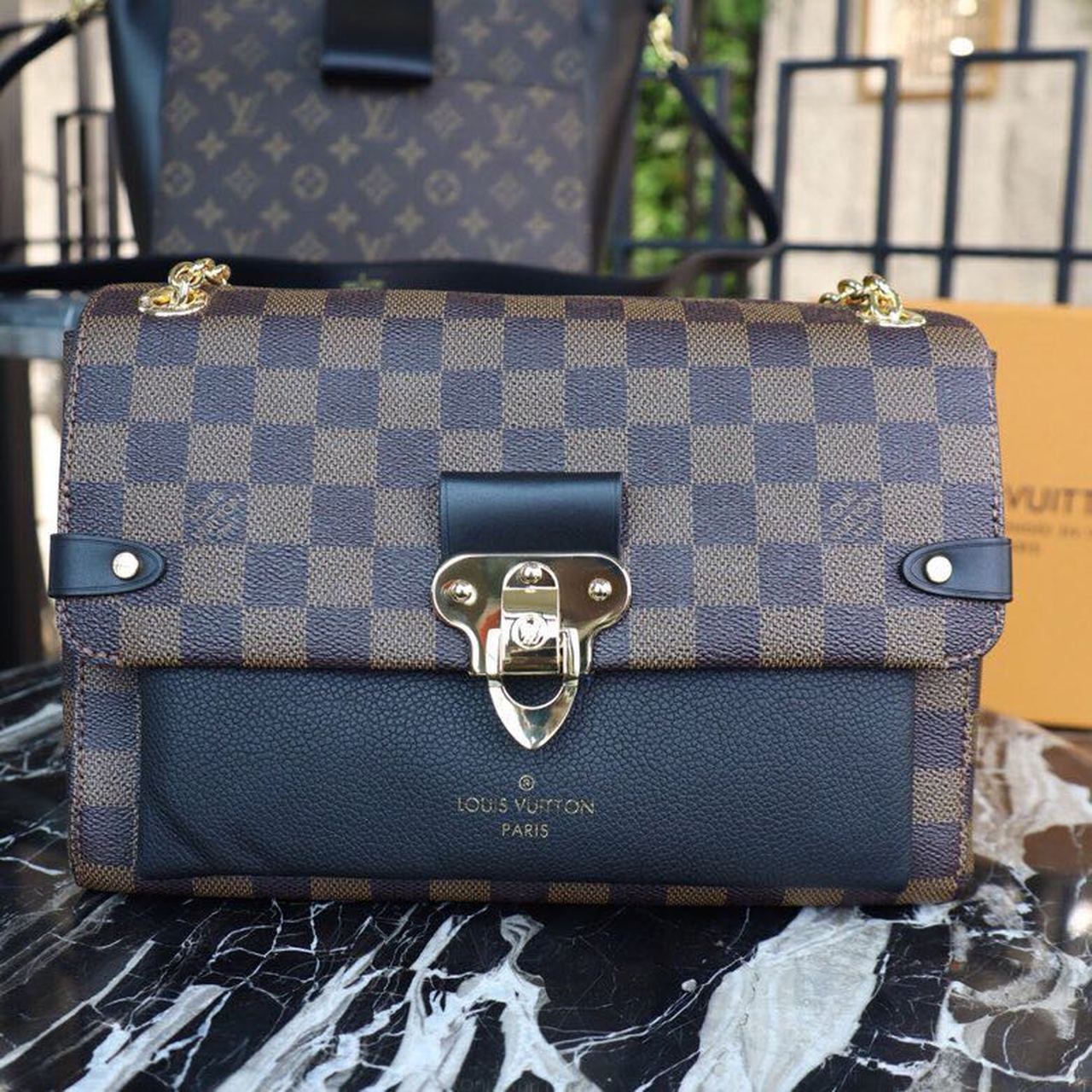 Louis Vuitton Vavin PM Damier Ebene Canvas Black For Women, Women’s Handbags, Shoulder Bags 9.8in/25cm