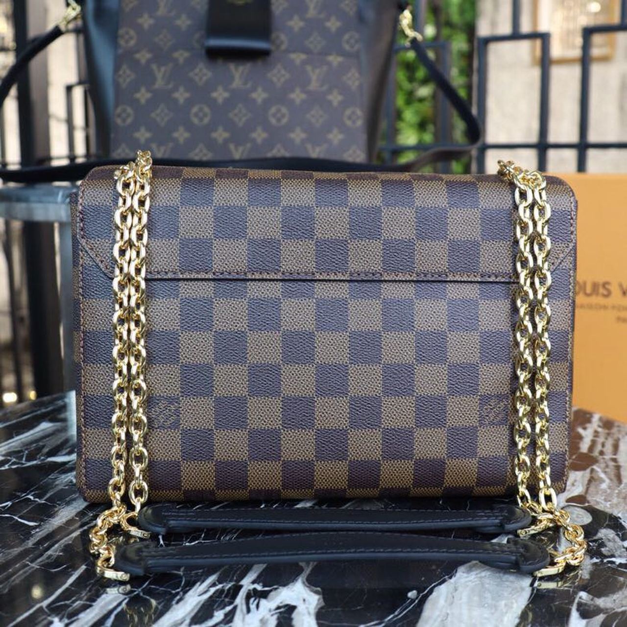 Louis Vuitton Vavin PM Damier Ebene Canvas Black For Women, Women’s Handbags, Shoulder Bags 9.8in/25cm