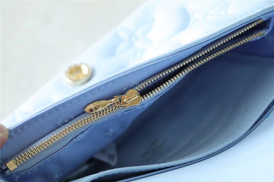 Louis Vuitton Wallet On Strap Bubblegram Monogram In Wallets and Small Leather Goods For Women Bleu Glacier Blue 7.9in/20cm