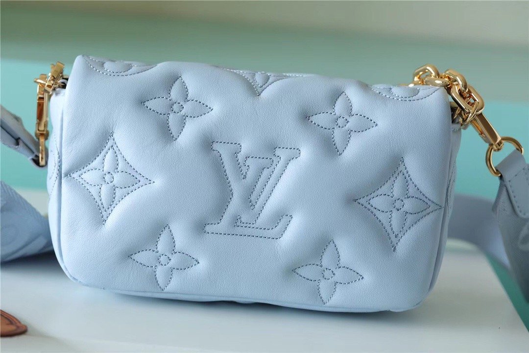 Louis Vuitton Wallet On Strap Bubblegram Monogram In Wallets and Small Leather Goods For Women Bleu Glacier Blue 7.9in/20cm