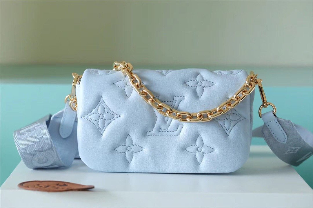 Louis Vuitton Wallet On Strap Bubblegram Monogram In Wallets and Small Leather Goods For Women Bleu Glacier Blue 7.9in/20cm