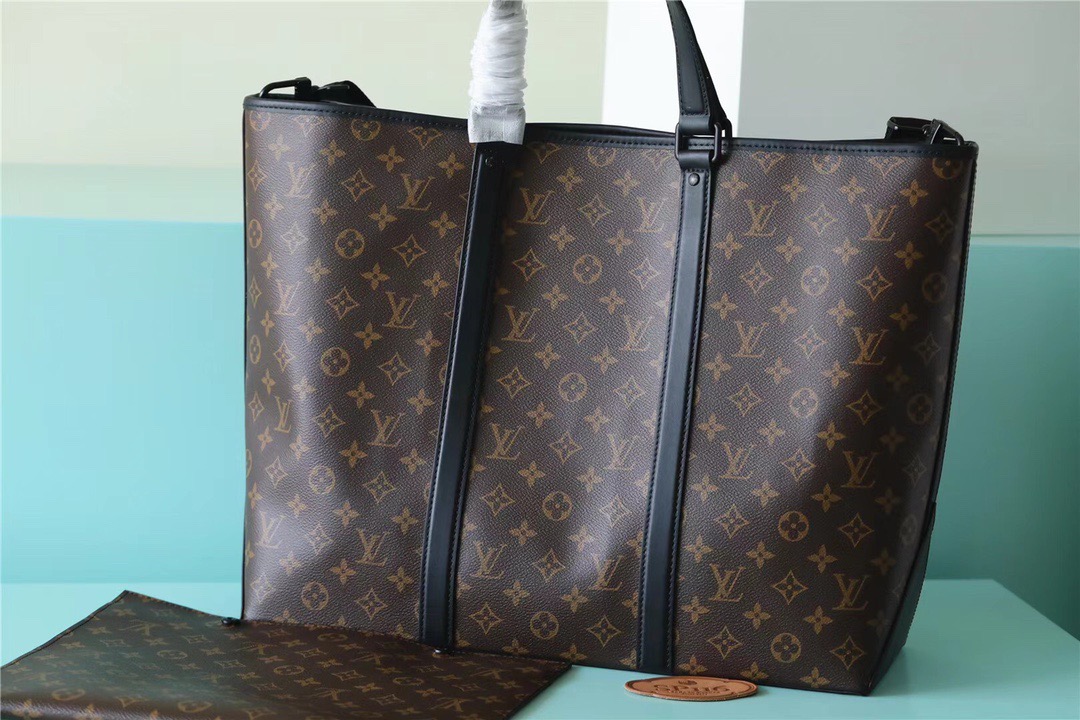 Louis Vuitton Week End Tote Monogram Macassar Brown For Men 14.6in/37cm