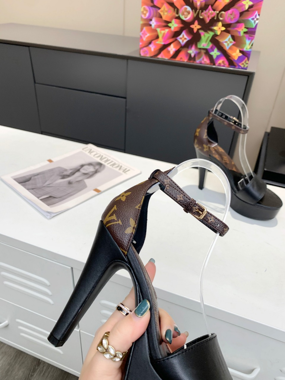 Louis Vuitton Women’s Afterglow Platform Sandal Black And Brown For Women LV