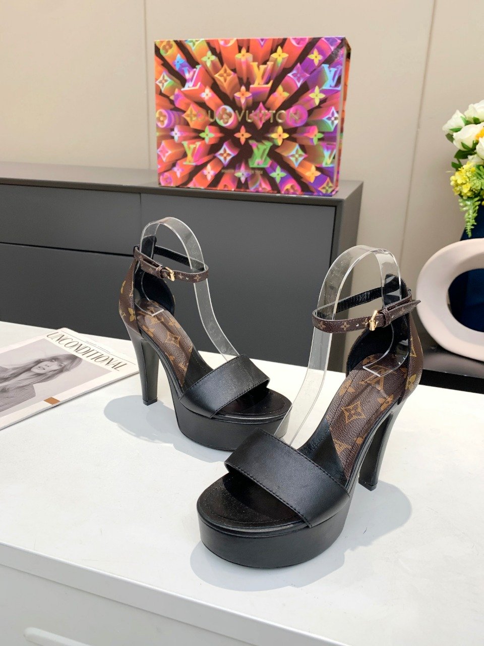 Louis Vuitton Women’s Afterglow Platform Sandal Black And Brown For Women LV