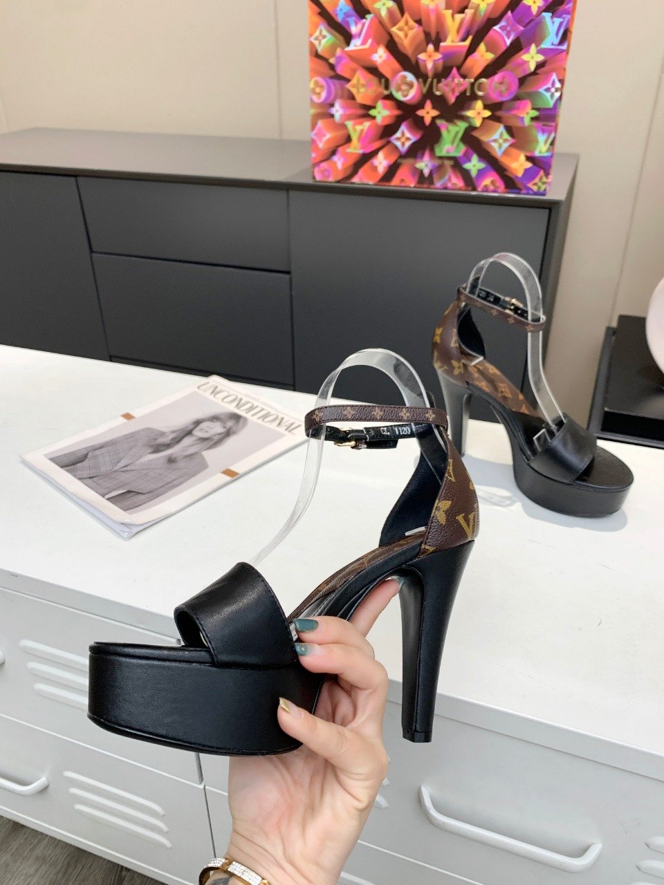 Louis Vuitton Women’s Afterglow Platform Sandal Black And Brown For Women LV