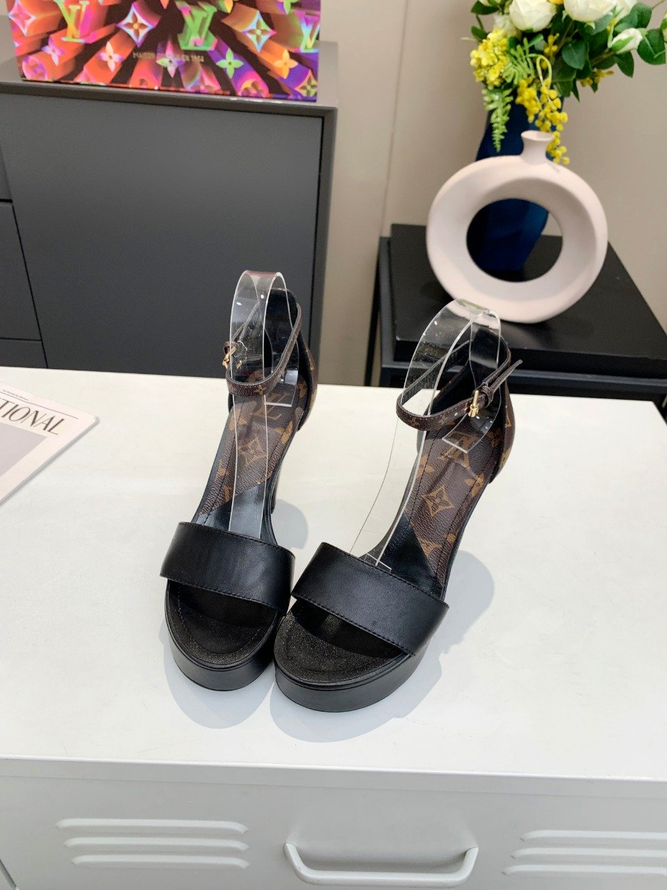 Louis Vuitton Women’s Afterglow Platform Sandal Black And Brown For Women LV