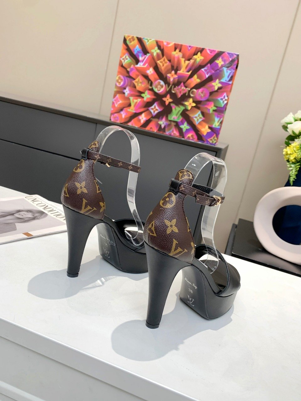Louis Vuitton Women’s Afterglow Platform Sandal Black And Brown For Women LV