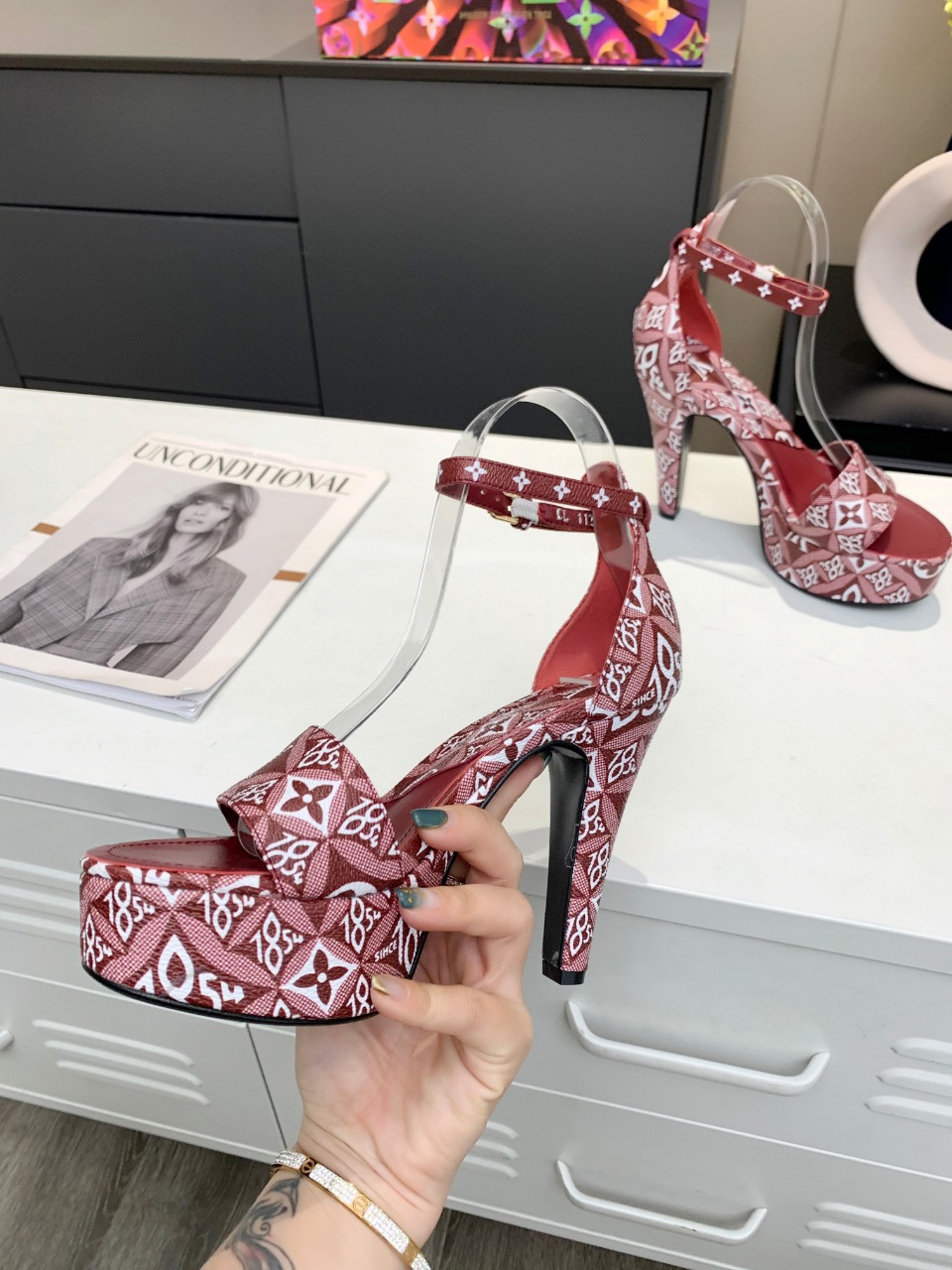 Louis Vuitton Women’s Afterglow Platform Sandal Dark Red For Women LV