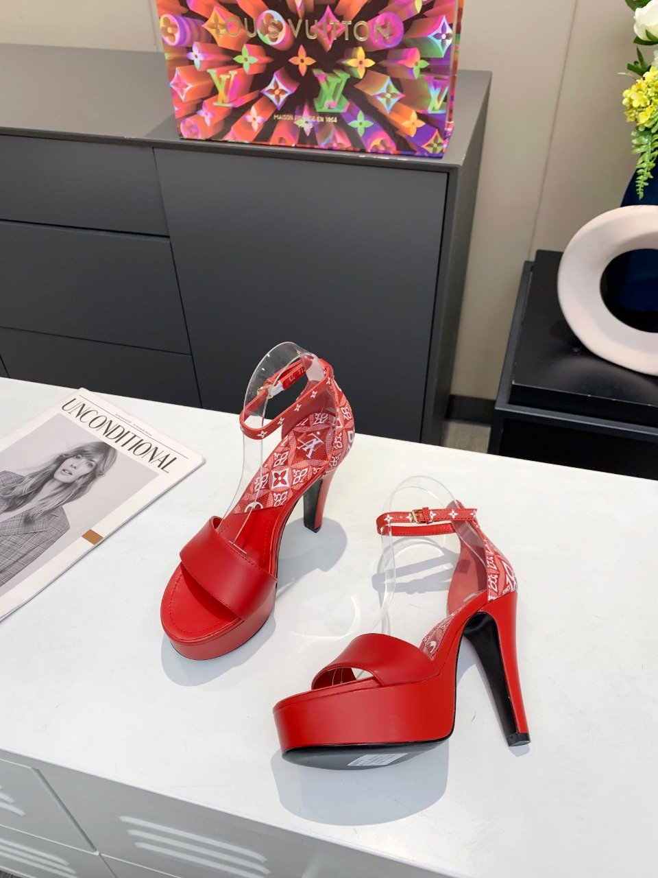 Louis Vuitton Women’s Afterglow Platform Sandal Red And White For Women LV