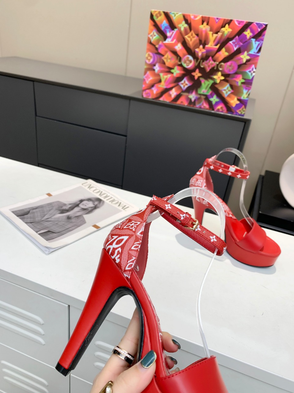 Louis Vuitton Women’s Afterglow Platform Sandal Red And White For Women LV