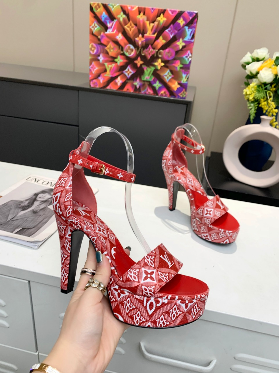 Louis Vuitton Women’s Afterglow Platform Sandal Red For Women LV