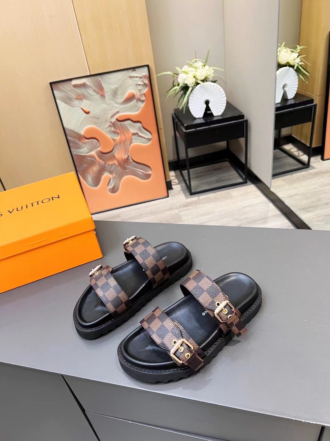Louis Vuitton Women’s Bom Dia Flat Mule Brown For Women LV